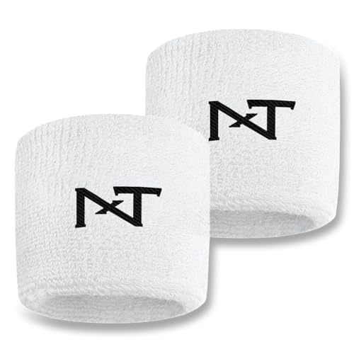1 Pair Nxtrnd Sports Wristbands, Sweat-Absorbent Sweat Bands, Accessory for Football, Basketball, Tennis - color: White