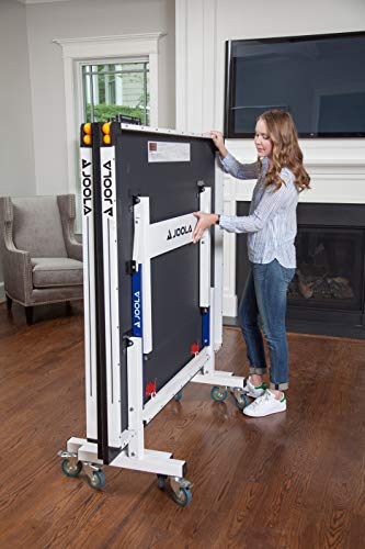 JOOLA Rally TL Professional MDF Indoor Ping Pong Table w/Quick Clamp Table Tennis Net & Post Set - 10 Minute Easy Assembly - Corner Ball Holders - Tournament Quality - Includes Playback Mode