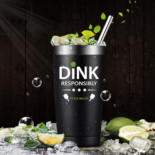 Fufandi Pickleball Gifts for Men Women - Pickle Ball Dink Responsibly - Christmas, Birthday Gifts for Pickleball Lovers Player Coach - Tumbler Cup 20oz
