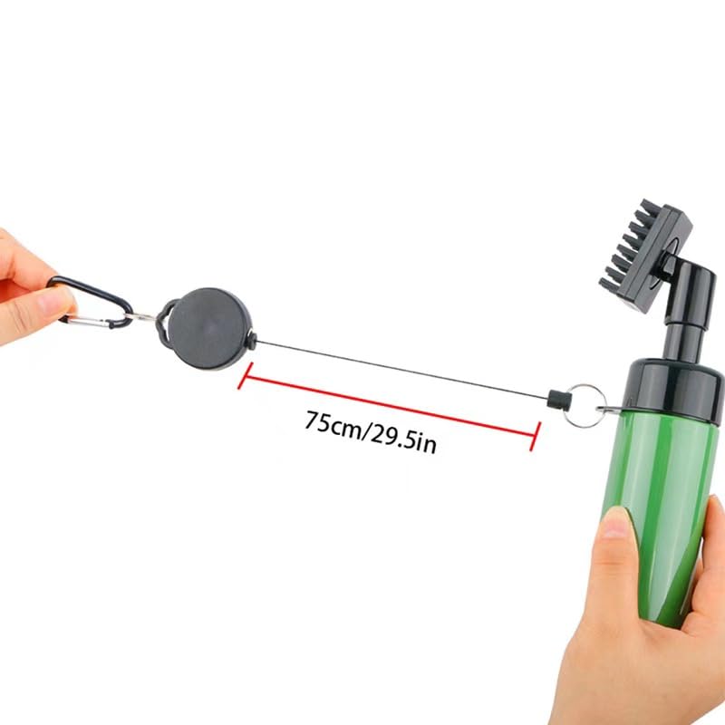 Golf Club Spray Water Cleaner, Golf Club Cleaning Brush Set,Golf Club Cleaner Brush with Retractable Clip and Squeeze Water Bottle Holds 5 Ounces of Water, Golf Gifts for Men Women - color: Green
