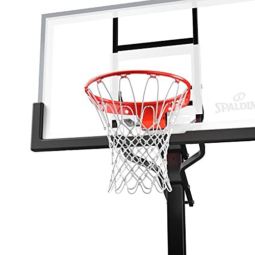 Spalding Ultimate Hybrid Portable Basketball Hoop | Adjustable Height from 7.5' to 10' in Infinite Increments | Arena Slam Breakaway Rim - color: 54" - Glass Backboard - Black