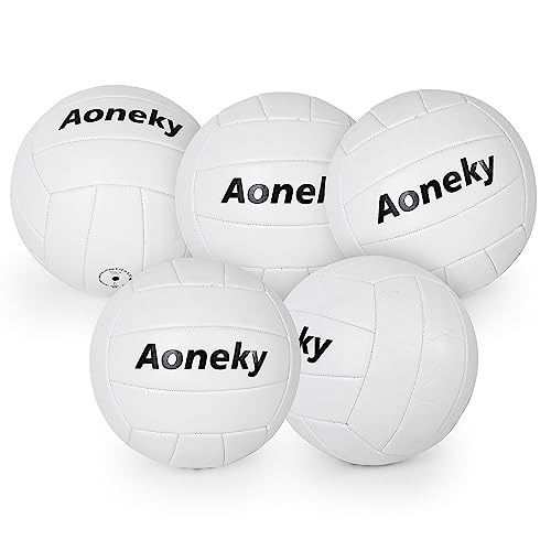 Aoneky Official Size 5 Soft Volleyball - Premium PVC Training Ball for Indoor & Outdoor (Air Pump Included) - style: 5 Pack Deflated Balls