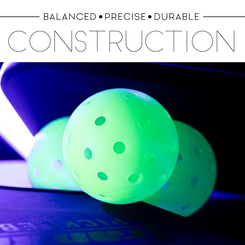 Franklin Sports Glow in The Dark Outdoor Pickleballs - Light Up Pickleball Balls for Nighttime Pickleball - Glow in The Dark Green Pickleball Balls - Charge in Indoor Light + Sunlight