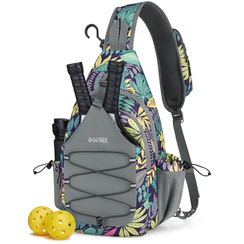 G4Free Pickleball Bag, Crossbody Sling Bag for Men Women, Pickleball Backpack, Pickle Ball Paddle Bag Gifts for Sports - color: Blue Leaf, size: Standard
