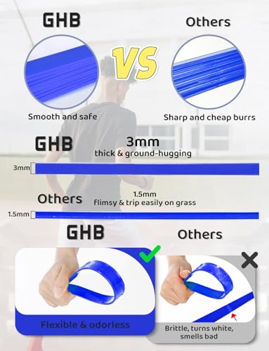 GHB Agility Ladder,Football Training Equipment Set,4 Agility Hurdles, 20 feet12 Rungs Speed Ladder,12 Disc Cones,Resistance Parachute, Jump Rope, 5 Resistance Bands - color: Blue
