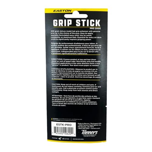 Easton | Grip Stick Bat Grip Enhancer | Clean Waxy Grip Aid for Baseball & Softball Bats | Multiple Sizes - size: 200 grams