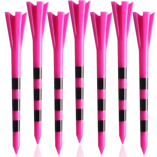 Unbreakable Golf Tees Plastic Value 500/1000 Pack with Consistent Height & Bright Colors, 3 1/4" 2 3/4" Long Tees with 5 Prong & Black Striped Design for High Visibility - color: Pink, size: 500Count(3 1/4 Inch)