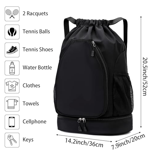 GQIIRL Tennis Bag for Women Men - Water Resistant Tennis Backpack to Hold 2 Rackets with Shoe Compartment, Lightweight Pickleball Paddles Badminton Squash Racquet Bags for Youth Girls Teenager