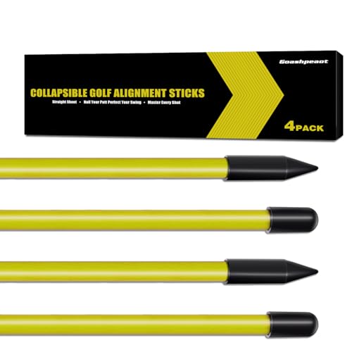 Collapsible Golf Alignment Sticks, 40 Inch Golf Alignment Rods for Swing Trainer, Putting, Aiming, Posture Correction and Golf Practice - color: 4 Pack - Yellow