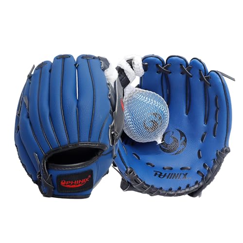 PHINIX Baseball Glove Tee Ball Mitts with Soft Ball for Kids Play & Training 8.5"-10" - color: Navy, size: 9"Right Hand Throw