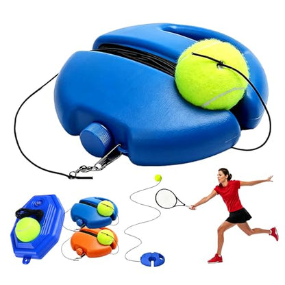 Tennis Practice rebounder, Solo Tennis Trainer Rebound Ball. Equip Your Home Backyard Court Today. Lead Daily Athletic Drills steadily utilizing This Useful Tennis Ball on String for Practice - color: Blue-Round
