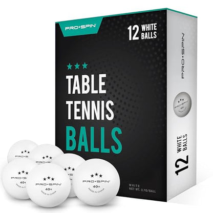PRO-SPIN High-Performance Ping Pong Balls (12/24/60 Pack Sizes) | White 40+ Table Tennis Balls | Premium ABS Plastic | Professional Quality | Official Size & Weight | Indoor & Outdoor Games
