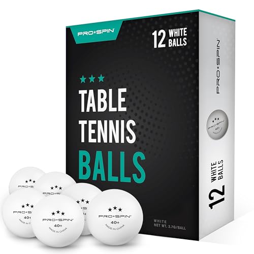 PRO-SPIN High-Performance Ping Pong Balls (12/24/60 Pack Sizes) | White 40+ Table Tennis Balls | Premium ABS Plastic | Professional Quality | Official Size & Weight | Indoor & Outdoor Games