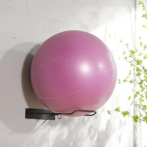 Yoga Ball Holder Set of 2, Industrial Exercise Ball Holder Wall Mount, Black Metal Wire Wall Mounted Ball Storage Rack, Organize Your Gyms Studios Home Gyms Space