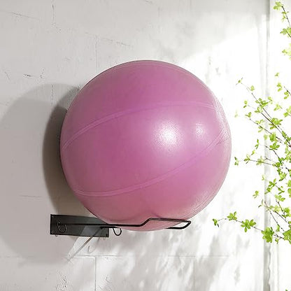Yoga Ball Holder Set of 2, Industrial Exercise Ball Holder Wall Mount, Black Metal Wire Wall Mounted Ball Storage Rack, Organize Your Gyms Studios Home Gyms Space
