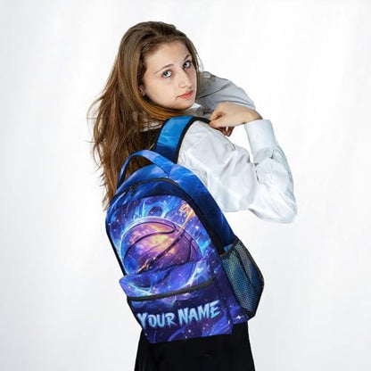 Backpack for Boys, Personalized Basketball Backpacks for Kids, Elementary School Bag for Teens, 17" Custom Bookbag with Name
