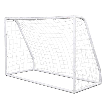 6 x 4 Ft Soccer Goal Set, 3 in 1 Portable Soccers Training Equipment with Soccer Net, Ball, Target & Rebounder Panel, UPVC Frame Practice Football Goals for Backyard Outdoor