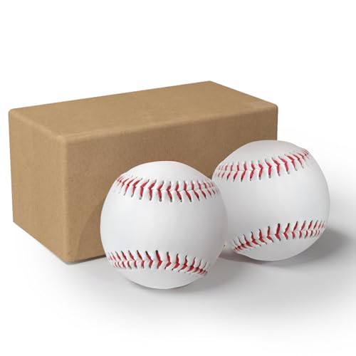 Unmarked Adult Baseballs, Standard Practice Baseball Size 9 Inch, Blank Baseballs Tball Balls for High School League Training, Pitching, Throwing and Autograph (2Pack, 4 Pack, 12 Pack) - style: 2 Pcack Baseballs