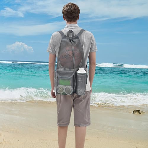 Large Drawstring Backpack for Men Women Athletic Gym Sports Workout Beach Swimming Commuting Travel - color: Grey, style: L: 21"x12.5"x5.5"