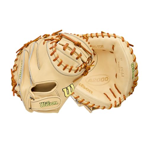 Wilson | 2026 | A2000 Classic | Baseball Gloves + Mitts | Sizes 11.5" - 12.75" | Right + Left Hand Throw | Multiple Styles - color: Blonde/Saddle Tan, size: PF Catcher - 33"
