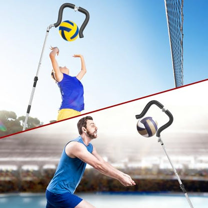 Volleyball Spike Trainer, Retractable Length 64"-85" Volleyball Hitting Trainer - Real Ball Feel for Serving/Spiking/Jump Training - Perfect for Beginners & Pros (No Ball Included)