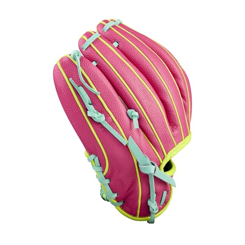 Wilson Spring 2026 A2000® Baseball Gloves - color: Flamingo / Seafoam / Optic Yellow, size: Infield: 11.5"