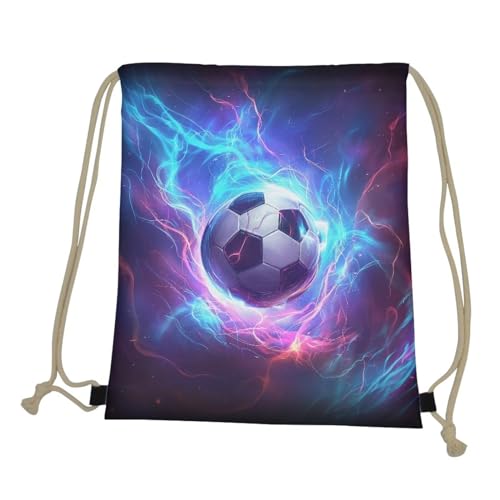 Mumeson Backpack Durable Large Capacity Drawstring Bag Backpack Satchel Bag Shoulder Bag, Fire Thunder Soccer Print - color: Fire Thunder Soccer