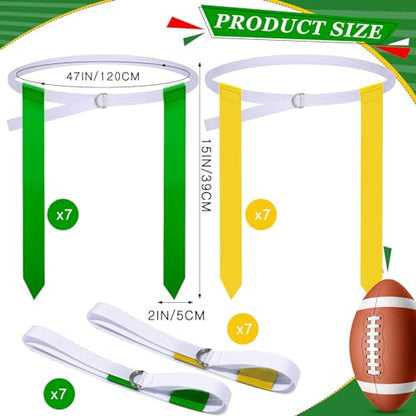 Sintege 14/28 Player Flag Football Belt Set, Adjustable Football Flag and Belts Gifts for Youth Adults Sports Training Event - color: Yellow, Green