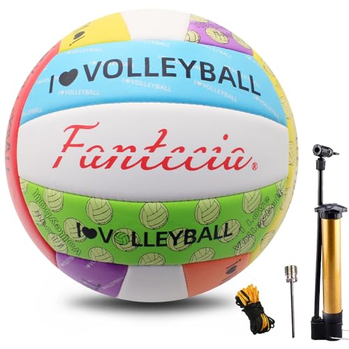 Size 5 Volleyball with Pump, Waterproof Solf Beach Volleyball for Indoor Outdoor Match Games