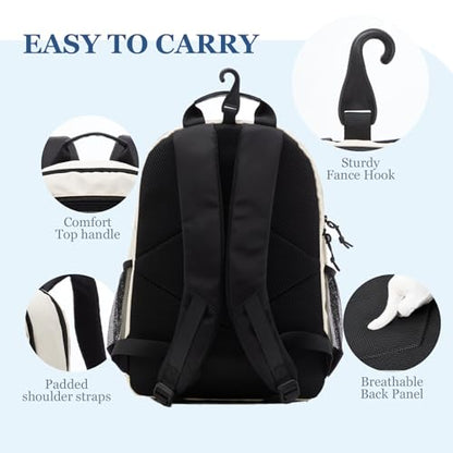 Tennis Bag, Tennis Backpack for Women Men 2 Rackets with Insulated Pocket Shoe Compartemnt for Pickleball Tennis - color: Beige