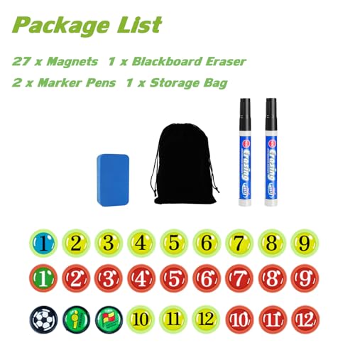 VolksRose Replacement Magnets for Coach Board, Player Magnets and Dry Erase Marker Pen for Soccer Basketball Coaching Board, Tactics Strategy Board Coaches Clipboard Accessories