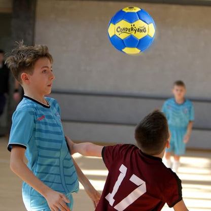 Handball Ball with Pump Needle PU Blue and Yellow Hand Ball Balls Single Handball Attractive and Durable Design for Youth League Game Training Practice - size: 6.7 Inch，Size 2
