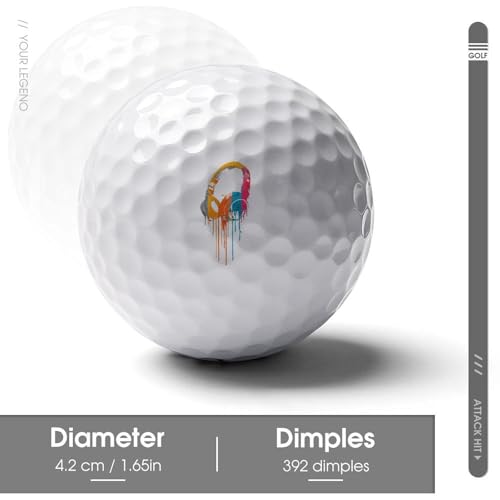 Graffiti Headphones Practice Golf Balls Realistic Feel Long Lasting Limited Flight for Indoor Outdoor Training