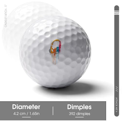 Graffiti Headphones Practice Golf Balls Realistic Feel Long Lasting Limited Flight for Indoor Outdoor Training