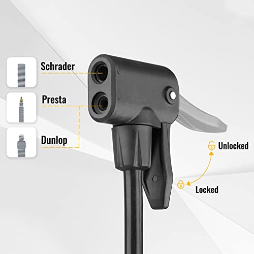 MOHEGIA Bike Floor Pump with Gauge: Air Bicycle Pump with High Pressure 160 PSI,Fits Schrader and Presta Valve -Inflator with Ball Pump Needles for MTB Road Bike, Ball, Balloon, Inflatables - color: Digital Gauge/black