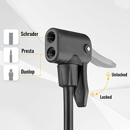 MOHEGIA Bike Floor Pump with Gauge: Air Bicycle Pump with High Pressure 160 PSI,Fits Schrader and Presta Valve -Inflator with Ball Pump Needles for MTB Road Bike, Ball, Balloon, Inflatables - color: Digital Gauge/black