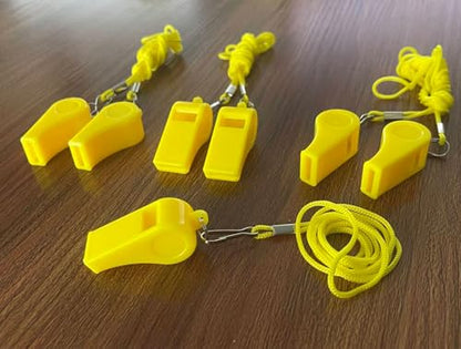 20 Pcs Plastic Loud Whistles with Lanyard for Referee Coaches Basketball Football Sports Training Game Event Lifeguard Survival Emergency Fun School Kids Tool Set Suppliers - color: Yellow