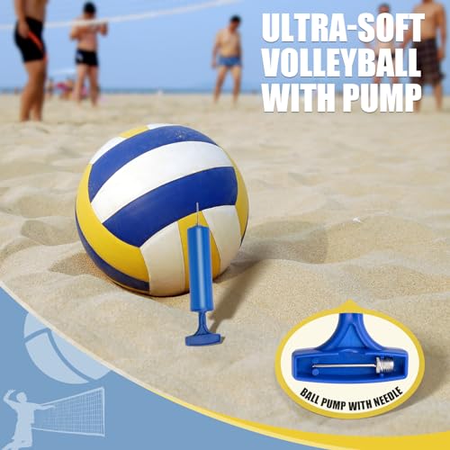 Portable Volleyball Set for Backyard Outdoor - Professional Volleyball Net with Poles, Includes Volleyball, Hammer, Boundary Lines & Carry Bag for Easy Setup