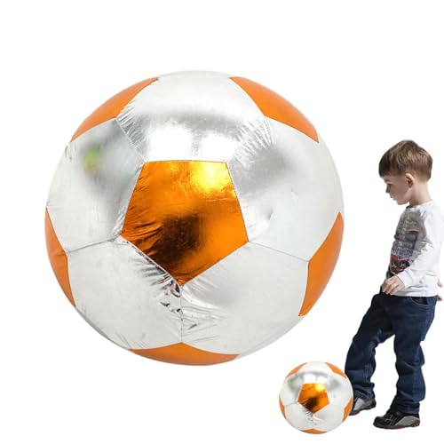 Inflatable Soft Football, Simulation Soccer Ball, 9.84 Inches Beach Toy with Leakproof, Elastic PVC Spheres, Indoor Play Toy with Bounce Design, Blow Up Football for Outdoor Use - color: Cloth Orange