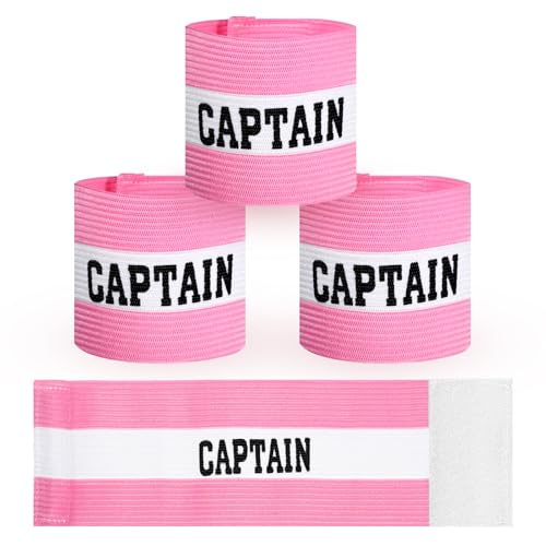 3PCS Captain Armbands, 9x29Cm/3.5x11.5 Inch Pink Soccer Captain Armband Adjustable Leader Armband Team Sport Armband Football Rugby Basketball Player Band for Adult Youth Soccer Volleyball Team