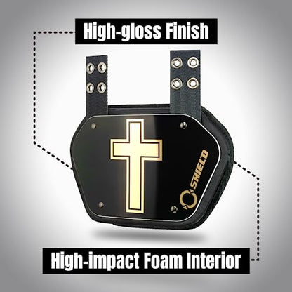 O Shield Golden Cross Chrome Football Back Plate, Lower Back Pads for Football Players, Rear Protector, Cross Series - size: Adult (Weight more than 180 Pounds), style: Golden Cross