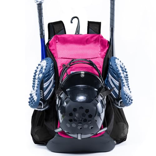| Baseball Bag Softball Bat Bag, Double-layer Baseball Backpack Adult with Gear Klip To Hold Baseball Glove, Baseball Essential Gear, Youth Baseball Bag for Boys, Girls, Baseball Accessories - color: Pink, size: Style A