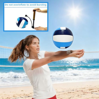 Official Size 5 Volleyball Balls, Waterproof Soft Bulk Recreational Volley Balls with Pump and Net Bag for Beach Pool Sand Training for Beginner