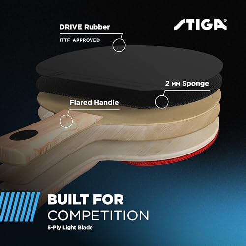 STIGA Ping Pong Paddles - 2mm Tournament-Approved Sponge - Flared Handle for Enhanced Control - Competitive Table Tennis Racket for Family Fun - Multiple Styles & Performance Levels Available - style: Summit