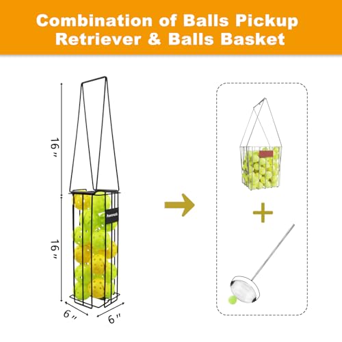 Pickleball Tennis Ball Hopper Set, Pickleball Tennis Ball Basket Holder with 20 Outdoor Pickleball Balls,Perfect Court Equipment for Beginner