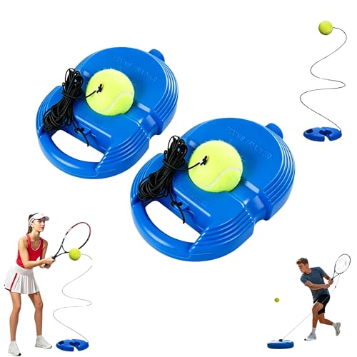 2026 Tennis Balls Training Baseboard, Tennis Rebounder with Weighted Base, Tennis Trainer Balls with String, Portable Tennis Trainer for Home, Tennis Practice Kit for Backyard - color: Blue_2pcs