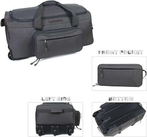 Heavy-Duty X-Large Military Tactical Wheeled Rolling Duffel Trolley Bag For Deployment Traveling Camping Sporting - color: Gray