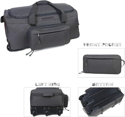 Heavy-Duty X-Large Military Tactical Wheeled Rolling Duffel Trolley Bag For Deployment Traveling Camping Sporting - color: Gray