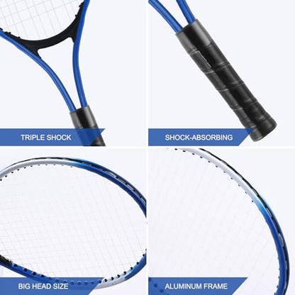 Kids Tennis Rackets Training Set - 7-in-1 Youth Tennis Racket Set, 2 pcs 19″ Rackets,1Tennis Trainer & 2Rebound Balls&1tennis Ball,Tennis Racquet Set for Beginners & Family Activities