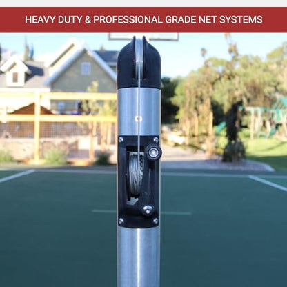 Dominator In Ground Pickleball System - Includes Two Heavy Duty Pickleball Posts with Net and Sleeves - Aluminum, Rust Free, and Follows USAPA Standards
